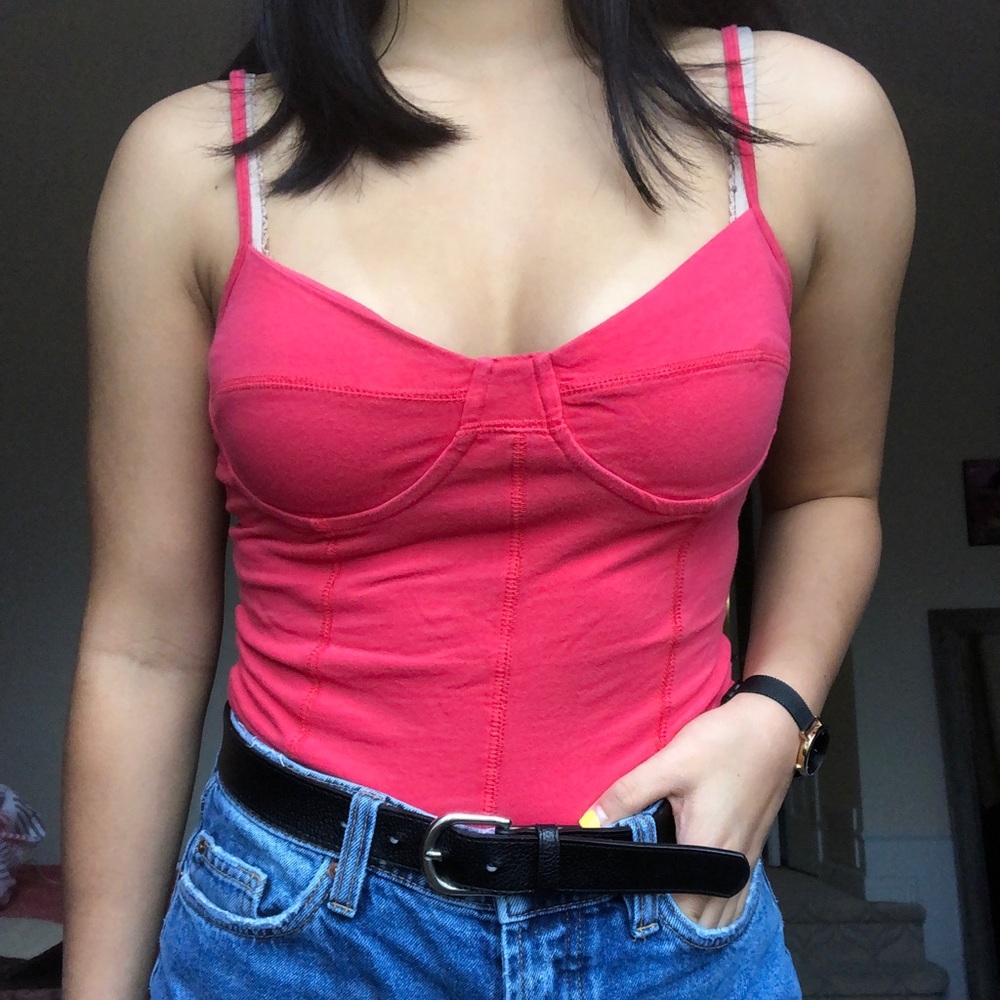 Red bustier top